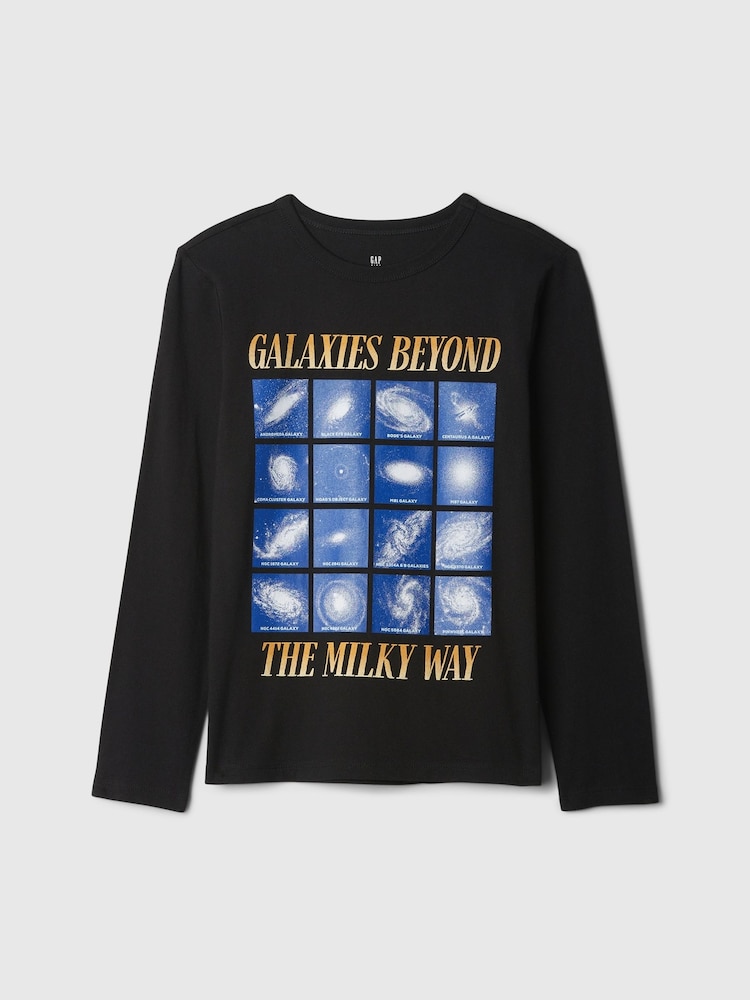 Gap Black Space Long Sleeve Crew Neck Graphic T-Shirt (4-13yrs) - Image 1 of 3 Gap Black Space Long Sleeve Crew Neck Graphic T-Shirt (4-13yrs) - Image 1 of 3
