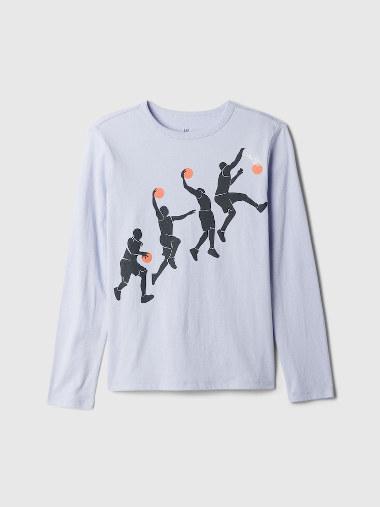 Gap Blue Long Sleeve Crew Neck Graphic T-Shirt (4-13yrs) - Image 1 of 3 Gap Blue Long Sleeve Crew Neck Graphic T-Shirt (4-13yrs) - Image 1 of 3
