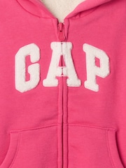 Gap Pink Logo Sherpa-Lined Vintage Zip Hoodie (6mths-5yrs) - Image 3 of 3