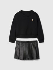 Gap Black Brannan Bear Faux Leather Skort & Jumper Outfit Set (6mths-5yrs) - Image 2 of 2