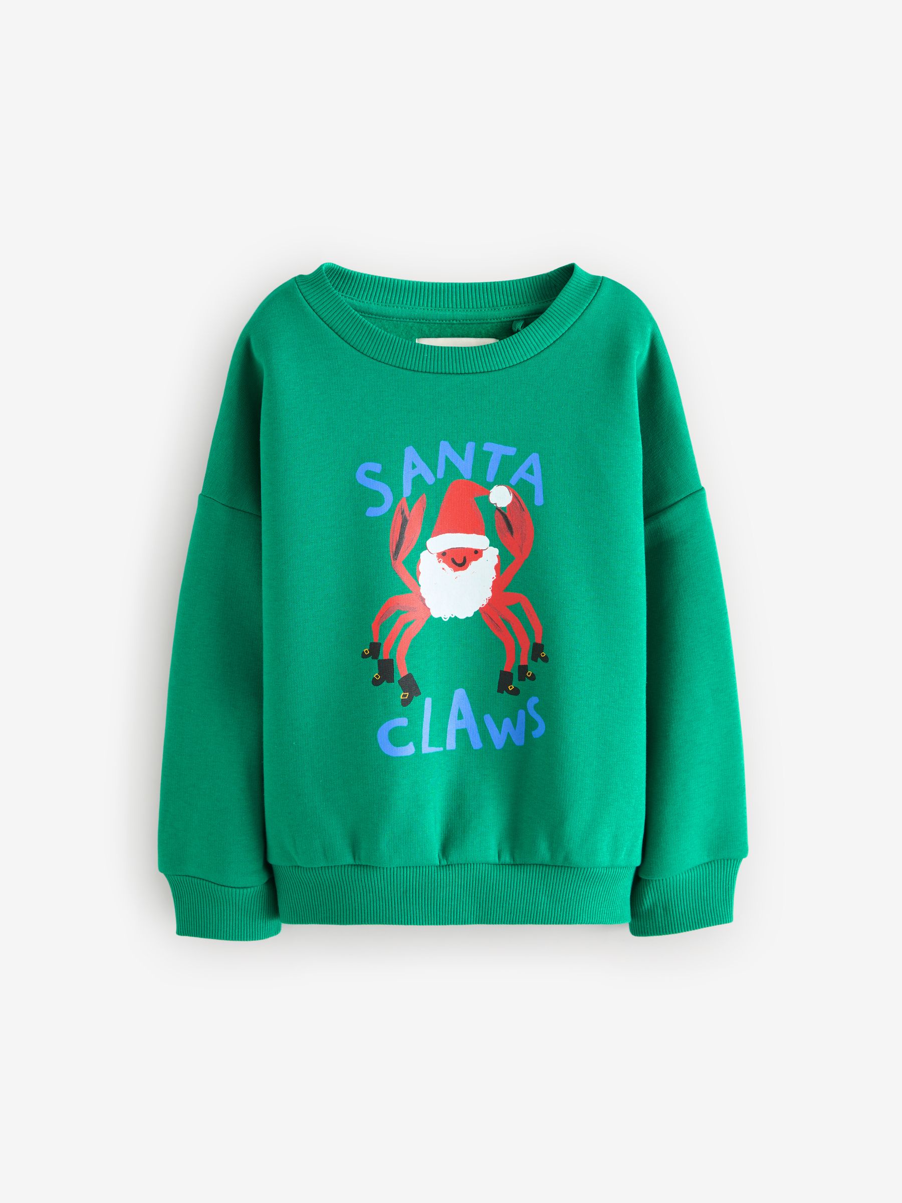 Buy Eleanor Bowmer Kids Oversized Green Christmas Santa Claws Sweatshirt from Next Luxembourg