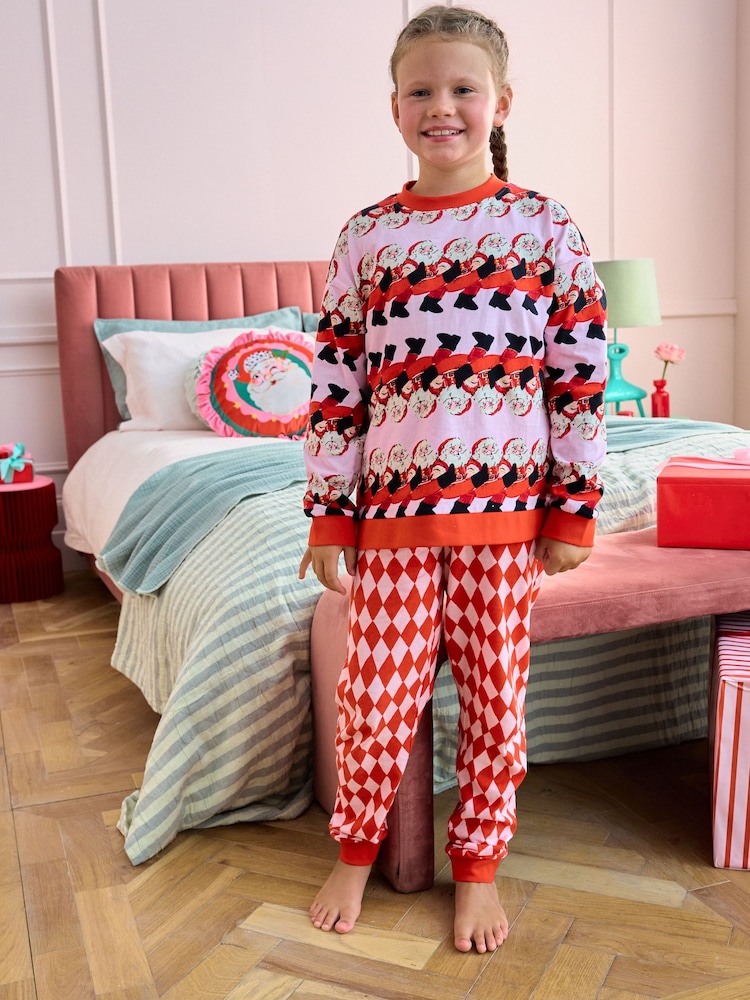 Eleanor Bowmer Red Christmas Santa Family Matching 100% Cotton Pyjamas - Image 1 of 11
