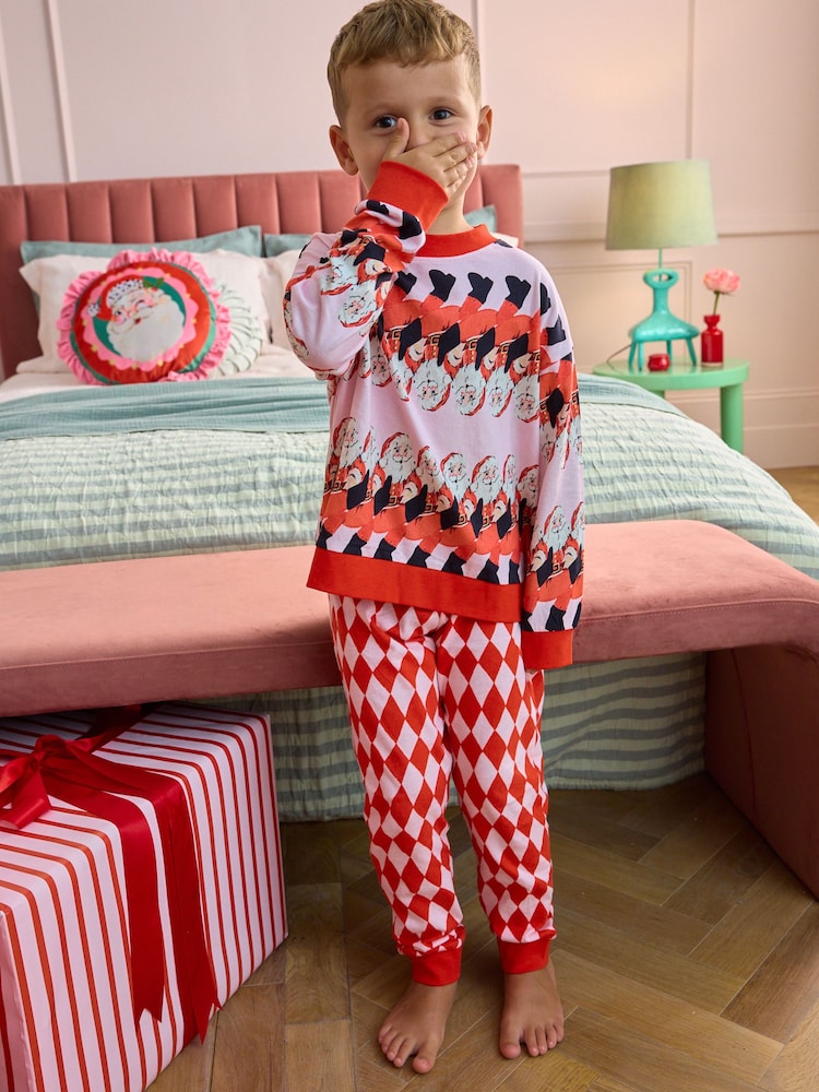 Eleanor Bowmer Red Christmas Santa Family Matching 100% Cotton Pyjamas - Image 2 of 11
