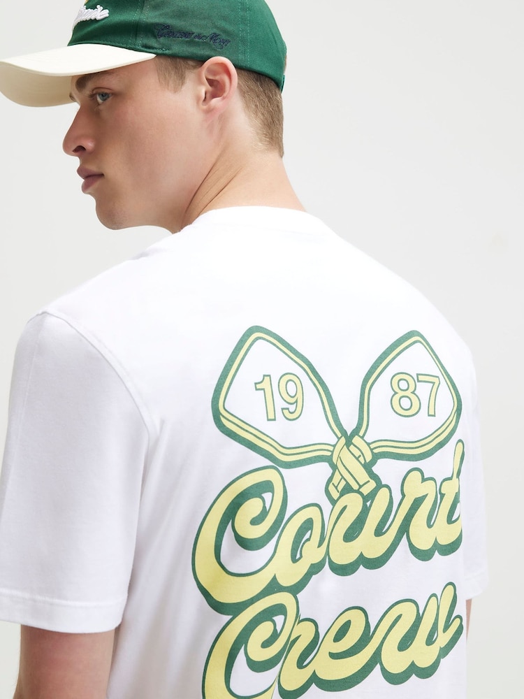 River Island White Regular Fit Court Crew T-Shirt - Image 4 of 4 River Island White Regular Fit Court Crew T-Shirt - Image 4 of 4