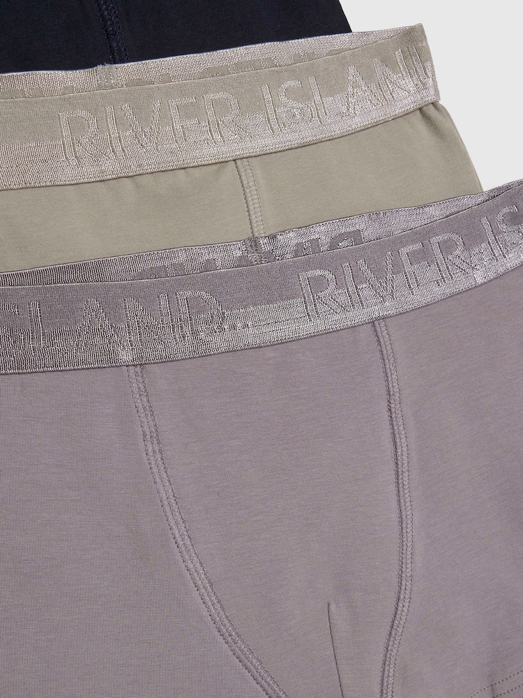 River Island Blue Metallic Waistband 5 Pack Boxers - Image 2 of 3 River Island Blue Metallic Waistband 5 Pack Boxers - Image 2 of 3