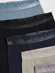 River Island Blue Metallic Waistband 5 Pack Boxers - Image 3 of 3