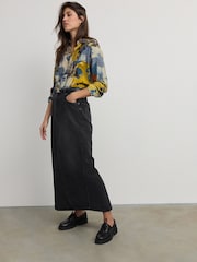 Abstract Blue Print Long Sleeve Button Down Shirt - Image 2 of 8