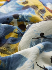 Abstract Blue Print Long Sleeve Button Down Shirt - Image 8 of 8