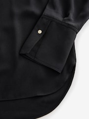 Black Relaxed Fit Long Sleeve Overhead V-Neck Blouse - Image 6 of 7