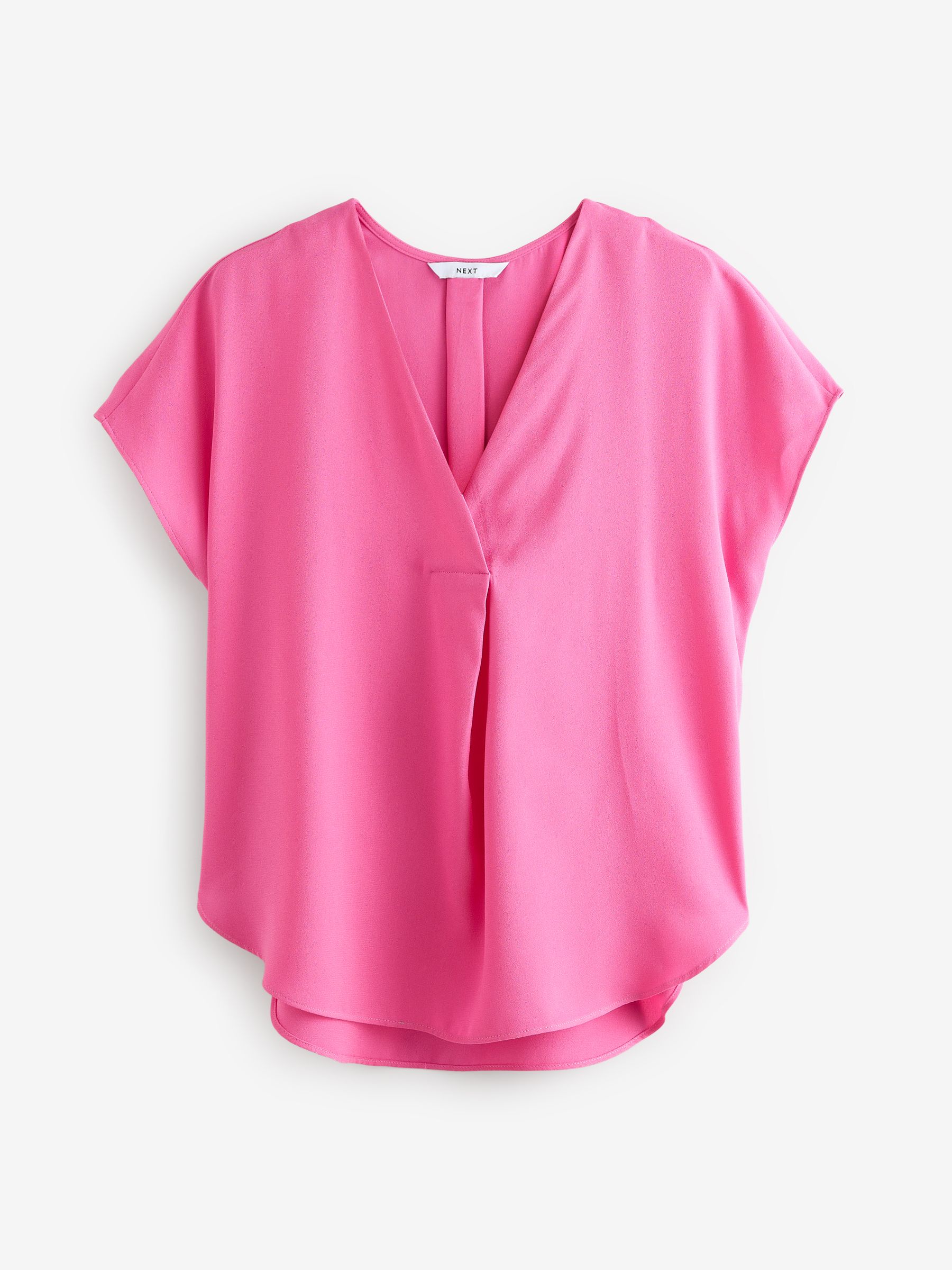 Buy Pink Relaxed Fit Short Sleeve Overhead V-Neck Blouse