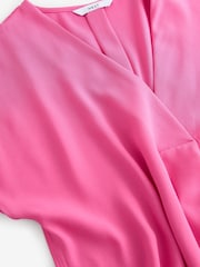 Pink - Relaxed Fit Short Sleeve Overhead V-Neck Blouse - Bild 7 von 7