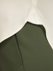Cream Relaxed Fit Short Sleeve Overhead V-Neck Blouse - Image 4 of 7