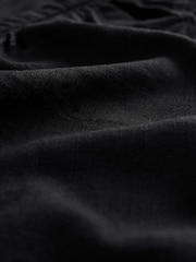 Black Button Down Ruffle Sleeve Top With Linen - Image 6 of 6
