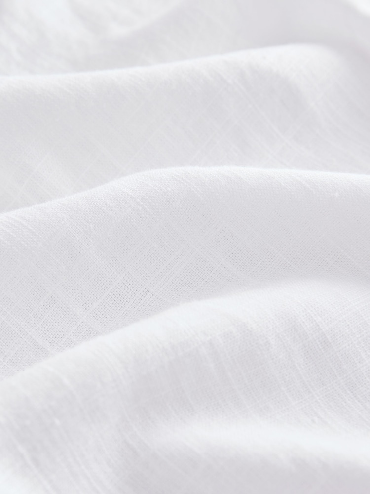 White Button Down Ruffle Sleeve Top With Linen - Image 7 of 7