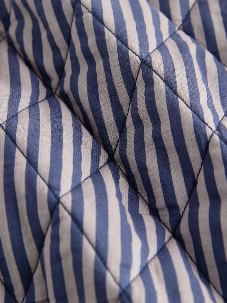 Lilac/Purple Abstract and Stripe Print Padded Reversible Tie Front 100% Cotton Gilet - Image 10 of 10