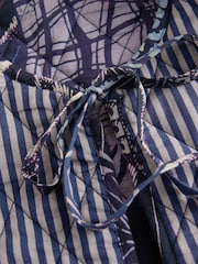 Lilac/Purple Abstract and Stripe Print Padded Reversible Tie Front 100% Cotton Gilet - Image 9 of 10