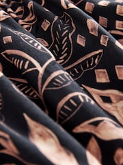 Black/Cream Palm Print Tassel Strappy Cami With Linen - Image 6 of 8