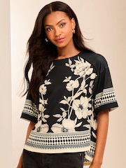 Lipsy Black Jersey Printed T-Shirt - Image 1 of 4