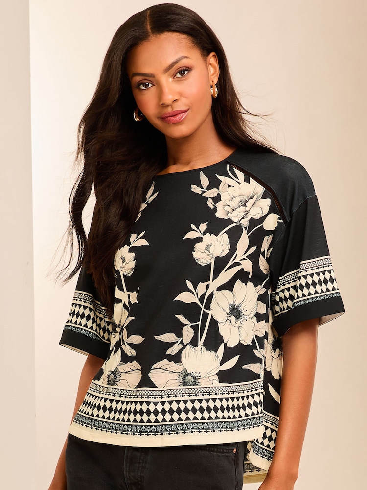 Lipsy Black Jersey Printed T-Shirt - Image 1 of 4