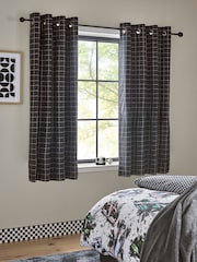 Mono Grid Eyelet Blackout Curtains - Image 1 of 5