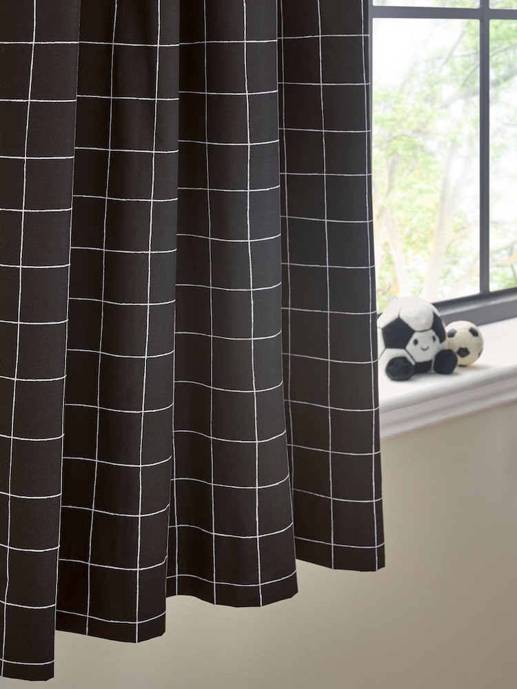 Mono Grid Eyelet Blackout Curtains - Image 3 of 5