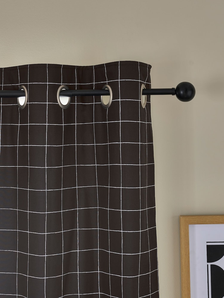 Mono Grid Eyelet Blackout Curtains - Image 4 of 5