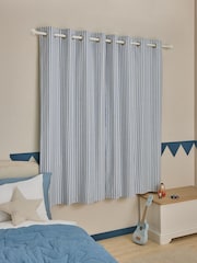 Blue Stripe Eyelet Blackout Curtains - Image 2 of 7
