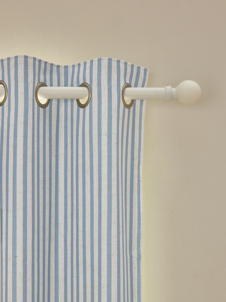 Blue Stripe Eyelet Blackout Curtains - Image 4 of 7