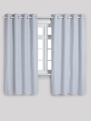 Blue Stripe Eyelet Blackout Curtains - Image 5 of 7