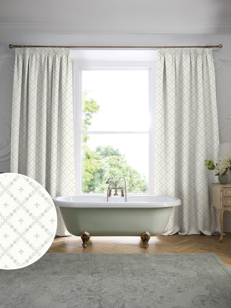 Historic Royal Palaces Mineral Fleur De Lis Made To Measure Curtains - Image 1 of 10 Historic Royal Palaces Mineral Fleur De Lis Made To Measure Curtains - Image 1 of 10