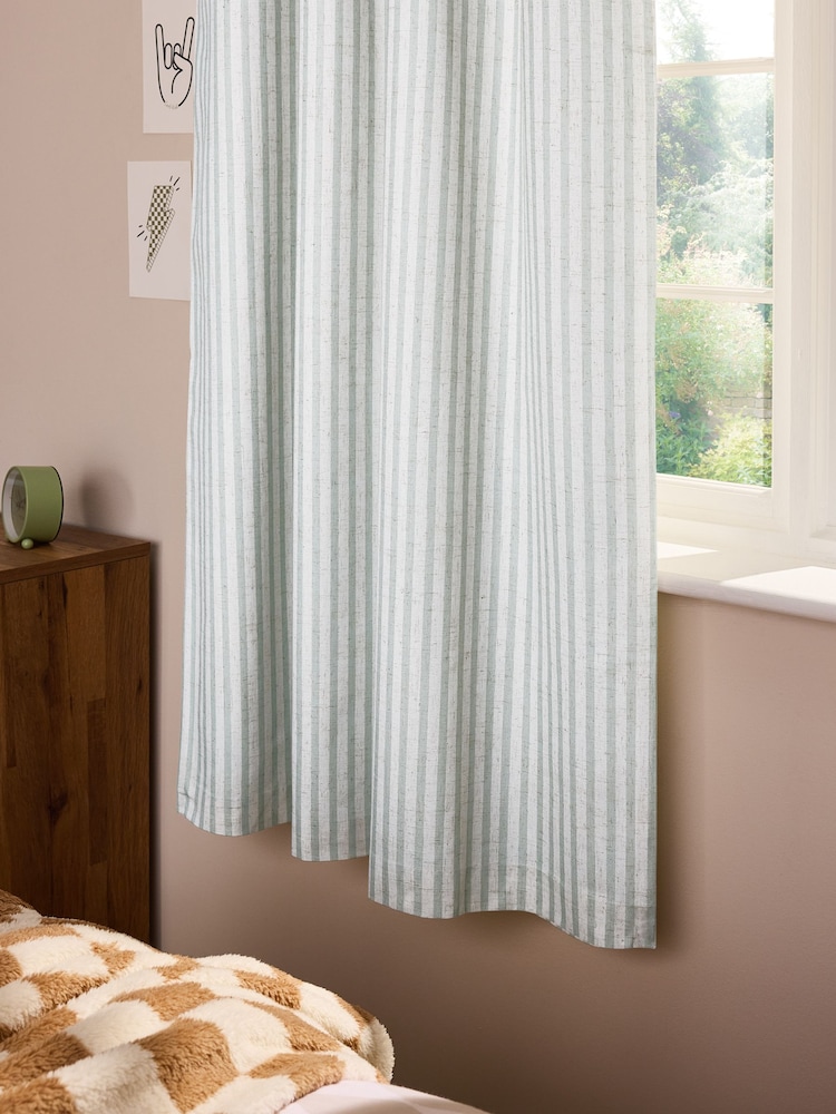Sage Stripe Eyelet Blackout Curtains - Image 3 of 8
