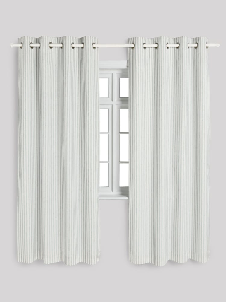 Sage Stripe Eyelet Blackout Curtains - Image 4 of 8