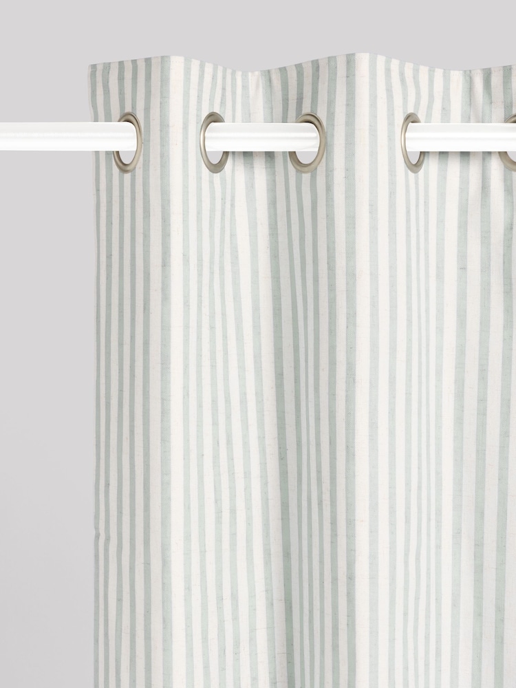 Sage Stripe Eyelet Blackout Curtains - Image 7 of 8