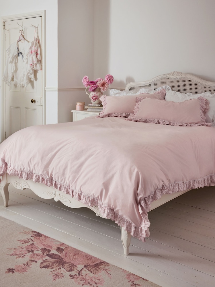 Shabby Chic by Rachel Ashwell® Pink Broderie Anglaise Ruffle Duvet Cover and Pillowcase Set - Image 1 of 5