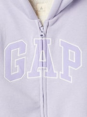 Gap Purple Logo Sherpa Lined Zip Hooded All in One (Newborn - 24mths) - Image 3 of 3