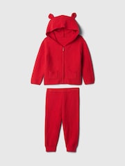 Gap Red CashSoft Bear Hoodie & Jogger Set (Newborn-24mths) - Image 2 of 4