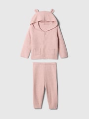 Rosa - Conjunto de pantalones de chándal y sudadera con capucha y diseño de oso en Cashsoft de Gap (recién nacido - 24 meses) - Imagen 1 de 2