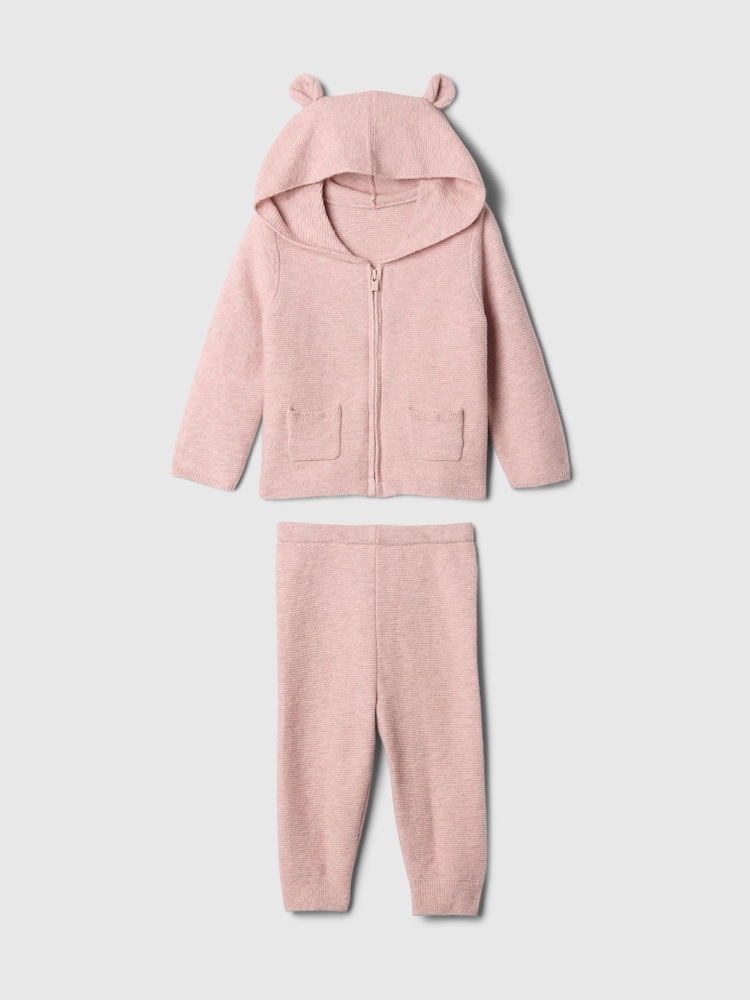 Rosa - Conjunto de pantalones de chándal y sudadera con capucha y diseño de oso en Cashsoft de Gap (recién nacido - 24 meses) - Imagen 1 de 2