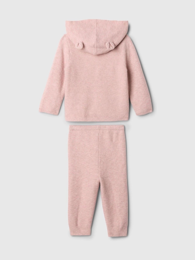 Rosa - Conjunto de pantalones de chándal y sudadera con capucha y diseño de oso en Cashsoft de Gap (recién nacido - 24 meses) - Imagen 2 de 2