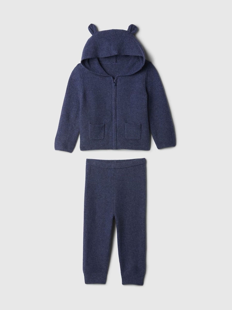 Azul - Conjunto de pantalones de chándal y sudadera con capucha y diseño de oso en Cashsoft de Gap (recién nacido - 24 meses) - Imagen 1 de 2