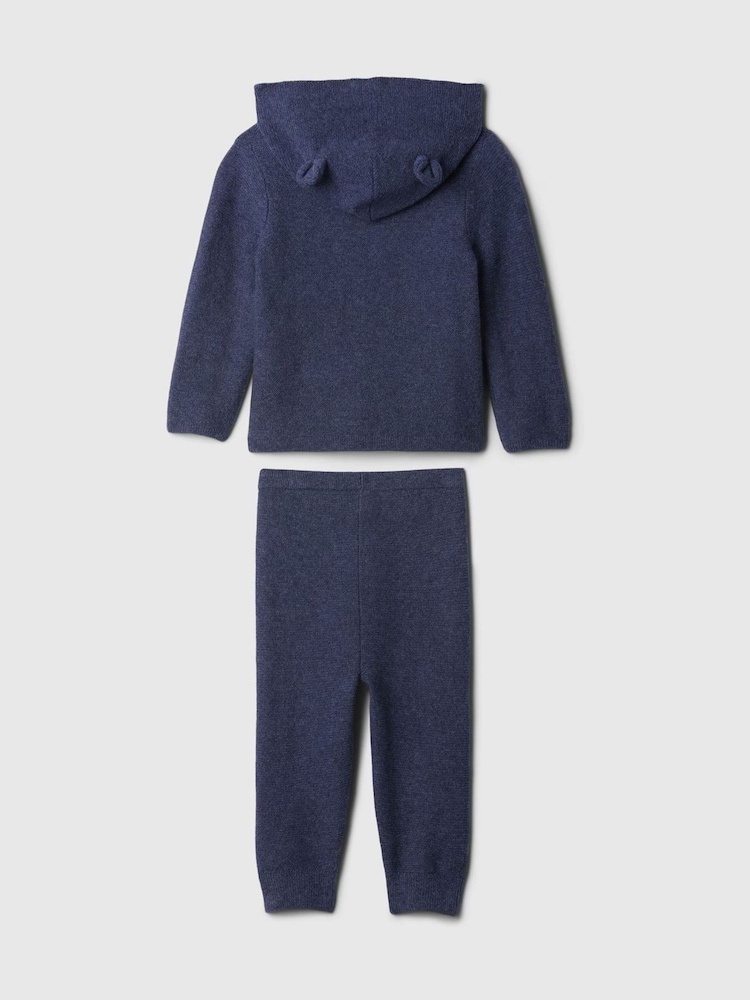 Azul - Conjunto de pantalones de chándal y sudadera con capucha y diseño de oso en Cashsoft de Gap (recién nacido - 24 meses) - Imagen 2 de 2