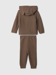 Marrón - Conjunto de pantalones de chándal y sudadera con capucha y diseño de oso en Cashsoft de Gap (recién nacido - 24 meses) - Imagen 3 de 4