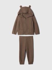 Marrón - Conjunto de pantalones de chándal y sudadera con capucha y diseño de oso en Cashsoft de Gap (recién nacido - 24 meses) - Imagen 4 de 4