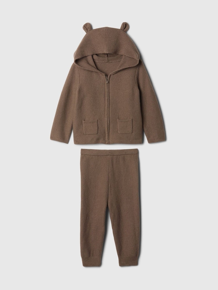 Marrón - Conjunto de pantalones de chándal y sudadera con capucha y diseño de oso en Cashsoft de Gap (recién nacido - 24 meses) - Imagen 4 de 4