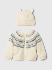 Gap Beige Fair Isle Cardigan & Hat Set (Newborn-24mths) - Image 1 of 3