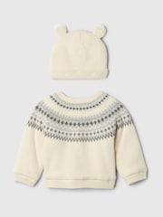 Gap Beige Fair Isle Cardigan & Hat Set (Newborn-24mths) - Image 2 of 3