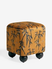 Rockett St George Black Bamboo on Golden Glow Velvet The Balls Stool - Image 6 of 7