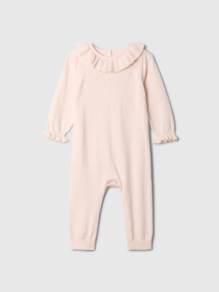 Gap Pink Knitted Ruffle Neck Romper (Newborn-24mths) - Image 1 of 2