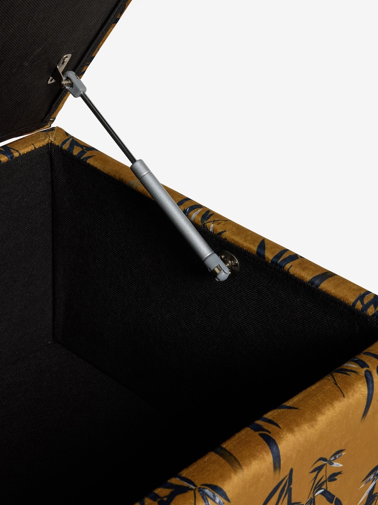 Rockett St George Black Bamboo on Golden Glow Velvet The Balls Storage Ottoman Bench - Image 8 of 8