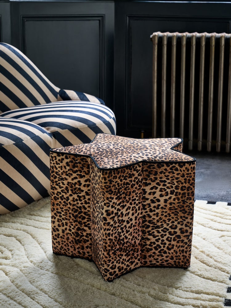 Rockett St George Leopard Love Velvet Star Stool - Image 1 of 3